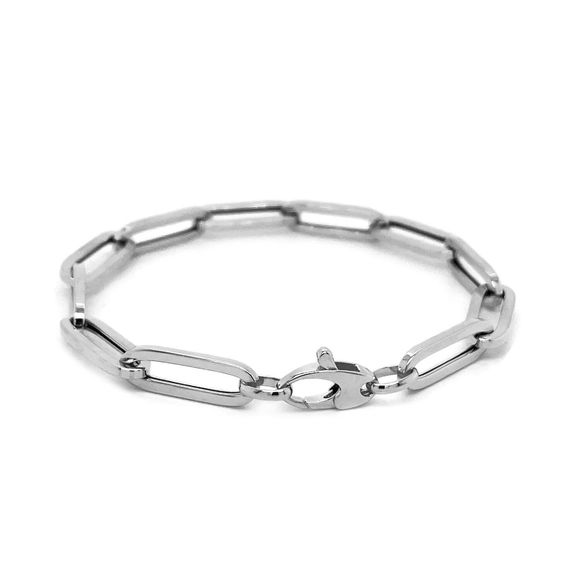 14K White Gold Extra Wide Paperclip Chain Bracelet - Picture 2 of 3